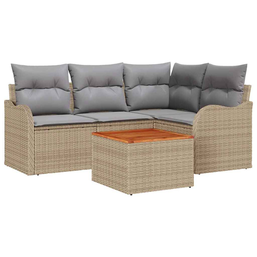 Tuin Sofa Set 5 Pcs beige en lichtgrijs