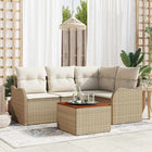 Tuinbankenset poly rattan acaciahout 5-delig beige