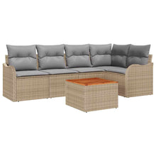 Tuinbankenset met opslag 6 pcs Beige en Licht Grijs poly rattan