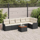 Tuinbankenset 7-delig poly rattan acaciahout zwart