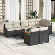 Tuinbankenset poly rattan zwart crème 8 personen