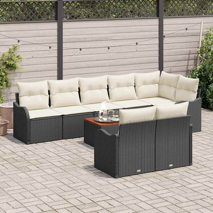 Tuinbankenset met opslag 9 pcs Zwart en Crème poly rattan