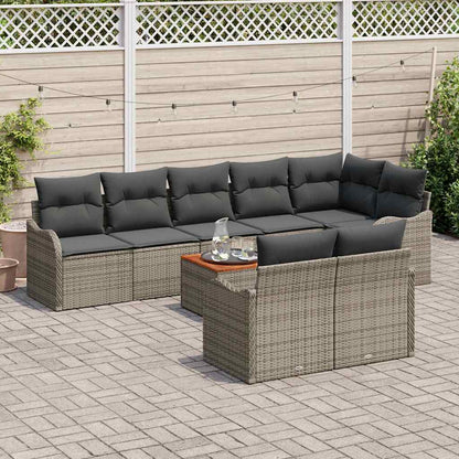 Tuinbankenset met opslag 9 pcs Grijs poly rattan