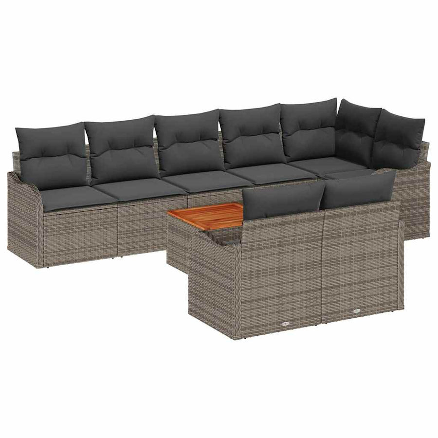 Tuinbankenset met opslag 9 pcs Grijs poly rattan