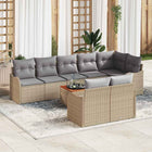 Garden lounge set with storage 9 pcs Beige and Light Grey poly rattan