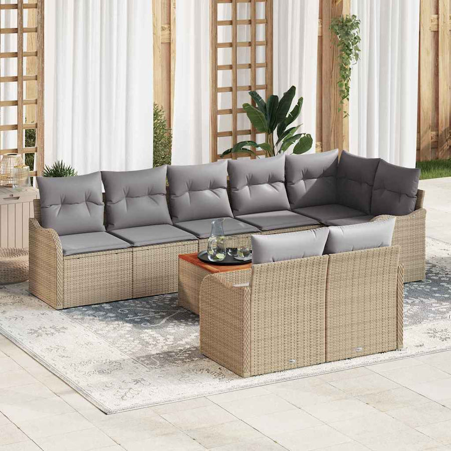 Tuin Sofa Set 9 Pcs beige en lichtgrijs