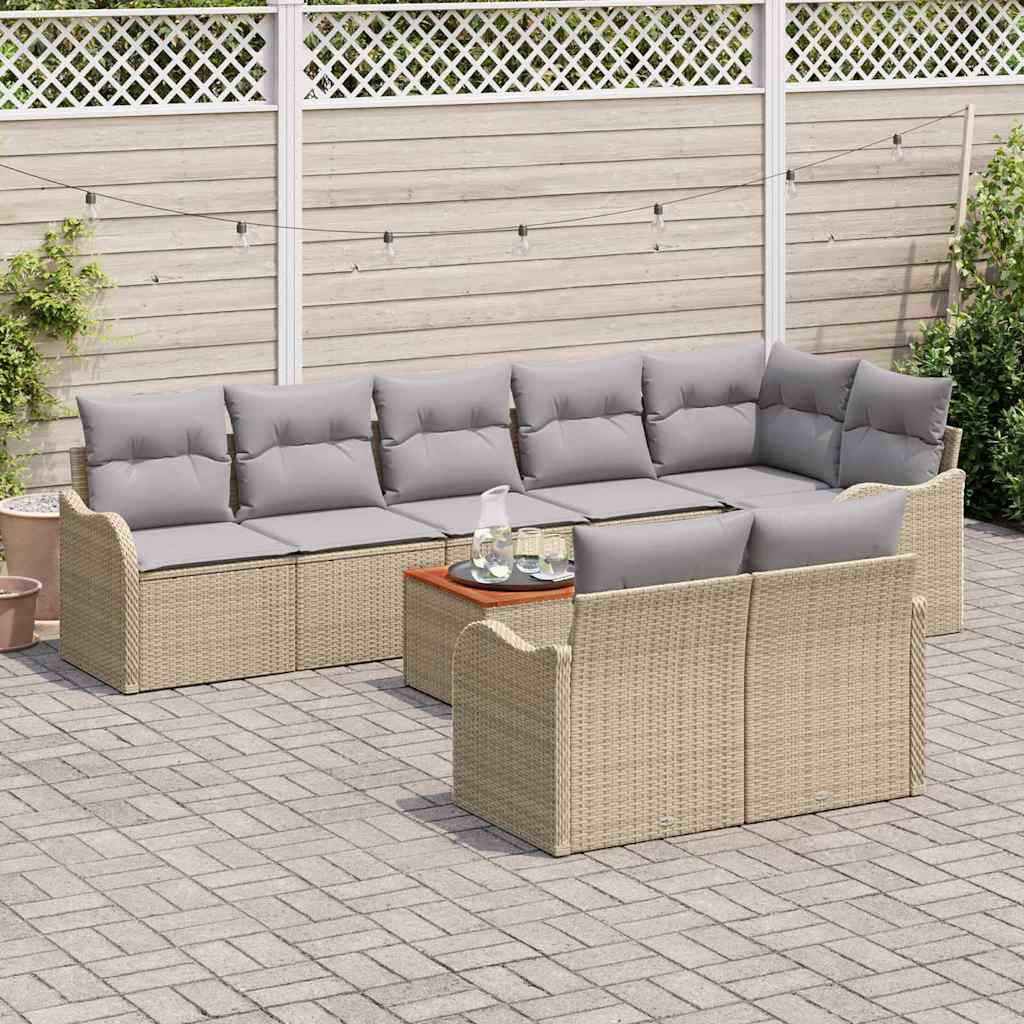 Tuin Sofa Set 9 Pcs beige en lichtgrijs