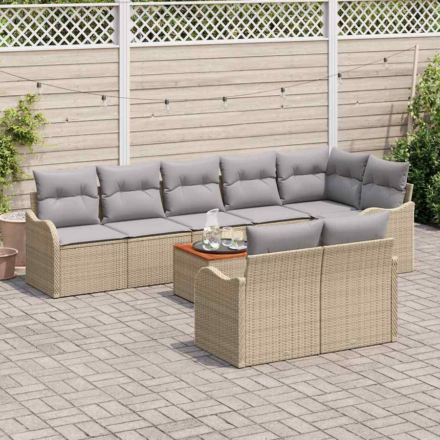 Tuin Sofa Set 9 Pcs beige en lichtgrijs
