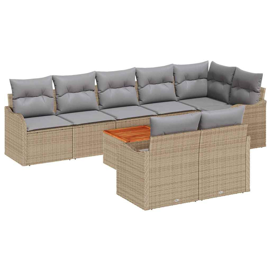 Tuin Sofa Set 9 Pcs beige en lichtgrijs