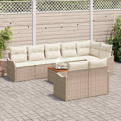 Tuinbankenset met opslag 9 pcs Beige en Crème poly rattan