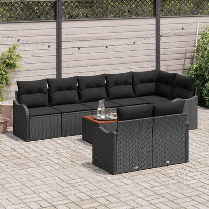 Tuinbankenset met opslag 9 pcs Zwart poly rattan