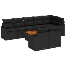 Tuinbankenset met opslag 9 pcs Zwart poly rattan
