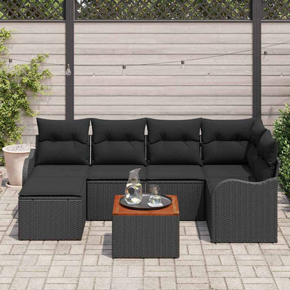 Tuinbankenset met opslag 7 pcs Zwart poly rattan