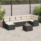 Tuinbankenset poly rattan zwart crème met opslag
