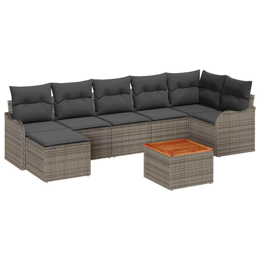 Tuinbankenset met opslag 8 pcs Grijs poly rattan