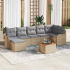 Tuinbankenset met opslag 8-delig poly rattan beige lichtgrijs
