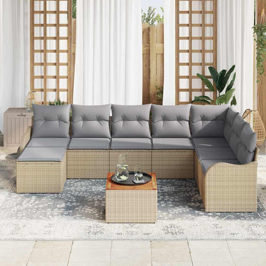 Tuin Sofa Set 9 Pcs beige en lichtgrijs