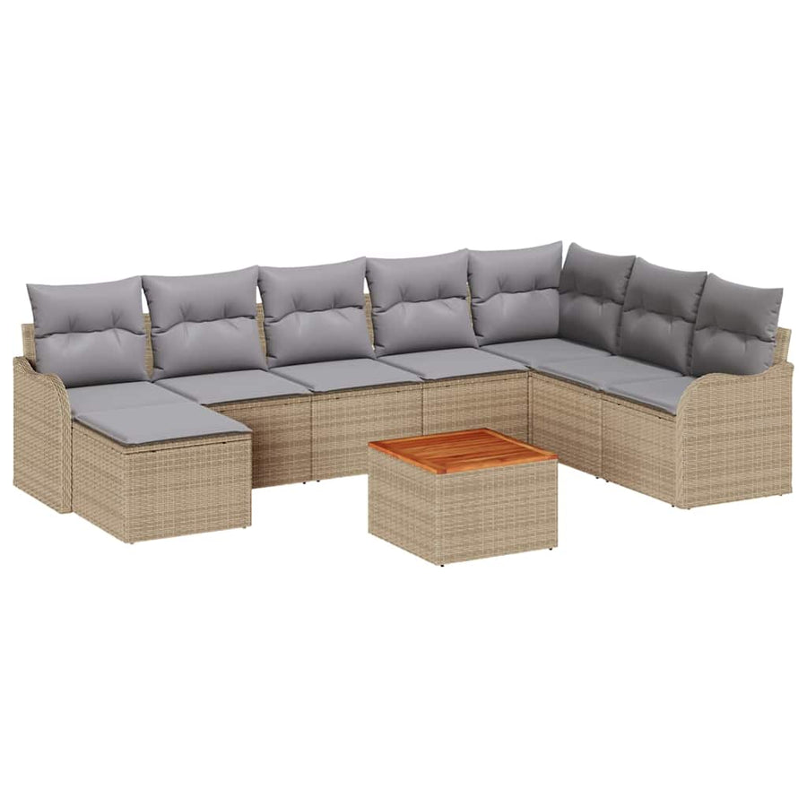 Tuin Sofa Set 9 Pcs beige en lichtgrijs