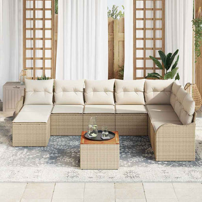 Tuinbankenset 9 st Beige en Crème poly rattan