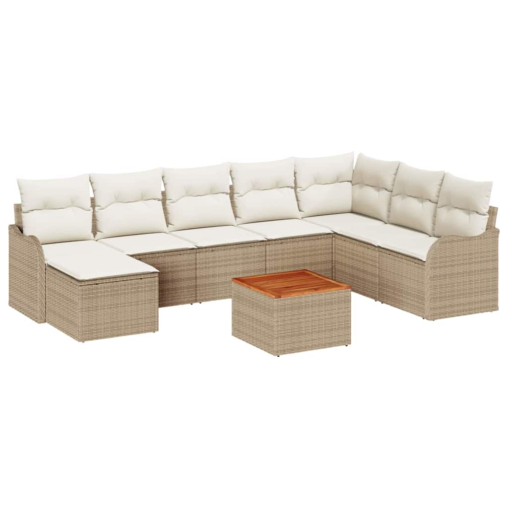 Tuinbankenset 9 st Beige en Crème poly rattan