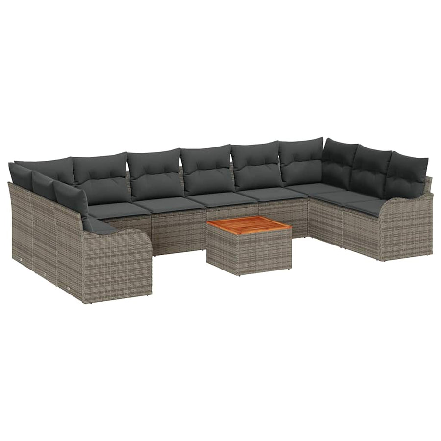 Tuinbankenset met opslag 11 pcs Grijs poly rattan