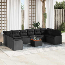 Tuinbankenset met opslag 11 pcs Zwart poly rattan