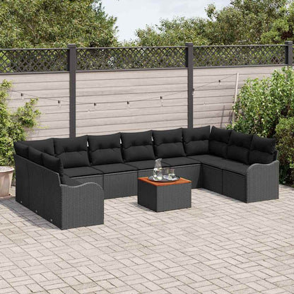 Tuinbankenset met opslag 11 pcs Zwart poly rattan