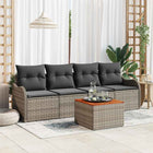 5-Piece Garden Bench Set with Storage Grey Poly Rattan