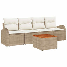 Tuinbankenset met opslag 5 pcs Beige en Crème poly rattan