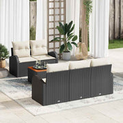 Tuinbankenset poly rattan acaciahout 5 zitplaatsen zwart