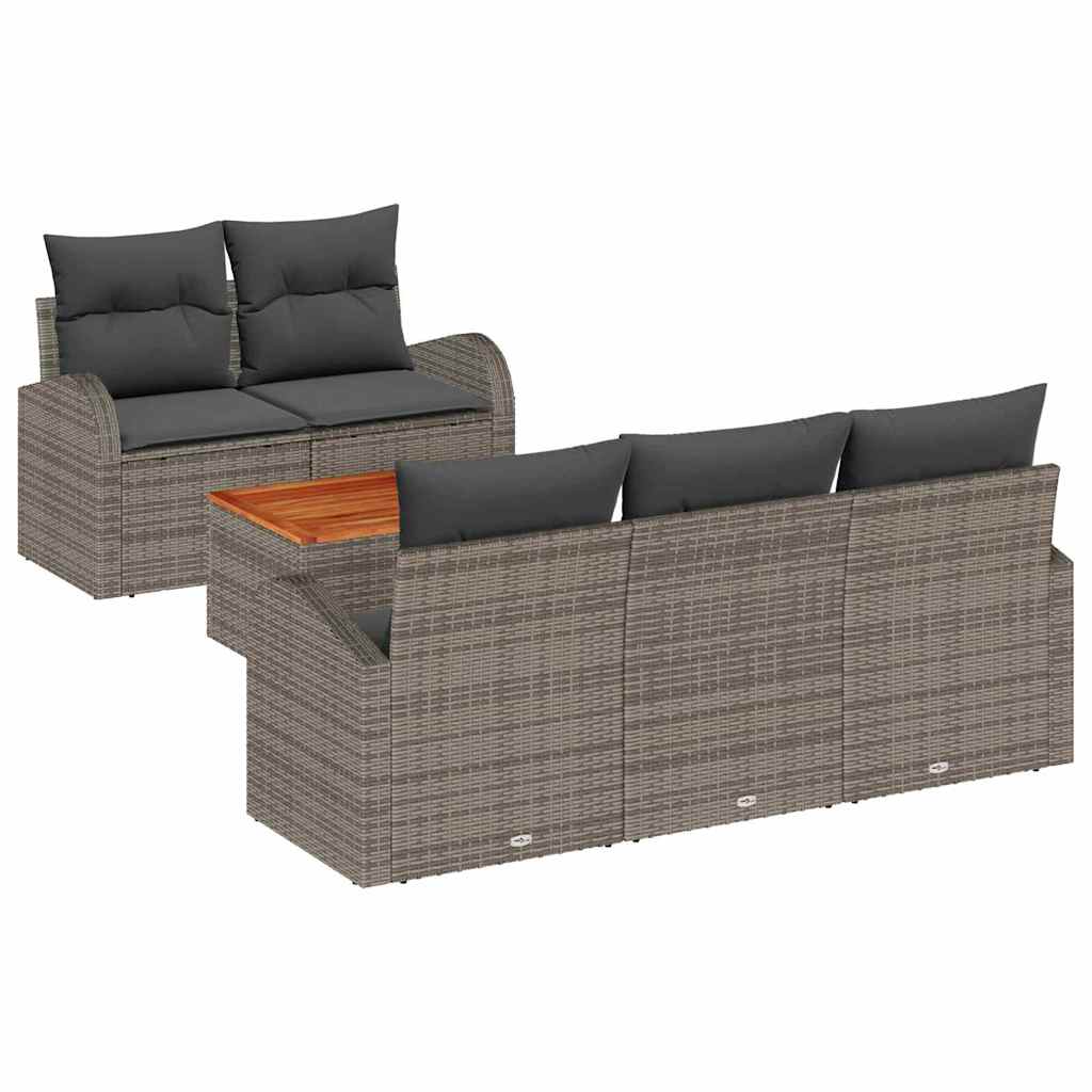 Tuinbankenset met opslag 6 pcs Grijs poly rattan