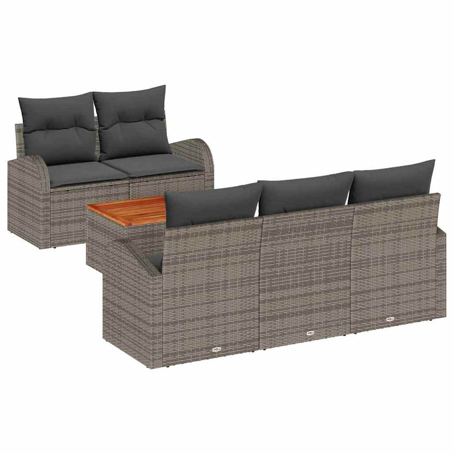 Tuinbankenset met opslag 6 pcs Grijs poly rattan