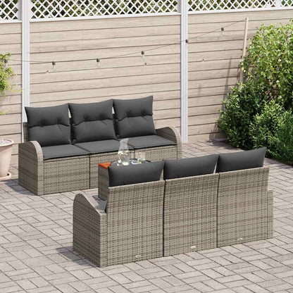 Tuinbankenset met opslag 7 pcs Grijs poly rattan