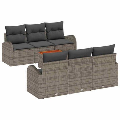 Tuinbankenset met opslag 7 pcs Grijs poly rattan