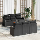 Garden sofa set with storage 7 pcs Black poly rattan
