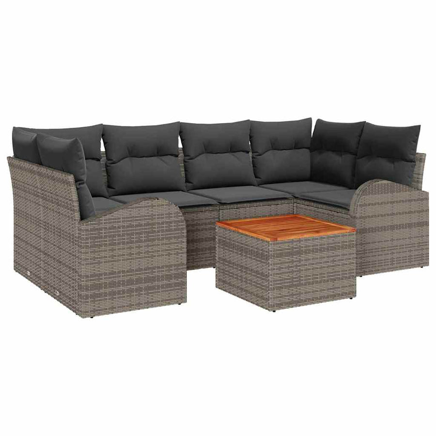 Tuinbankenset met opslag 7 pcs Grijs poly rattan