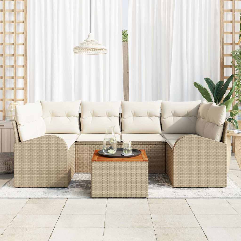 Tuin Sofa Set 7 pcs Beige en wit