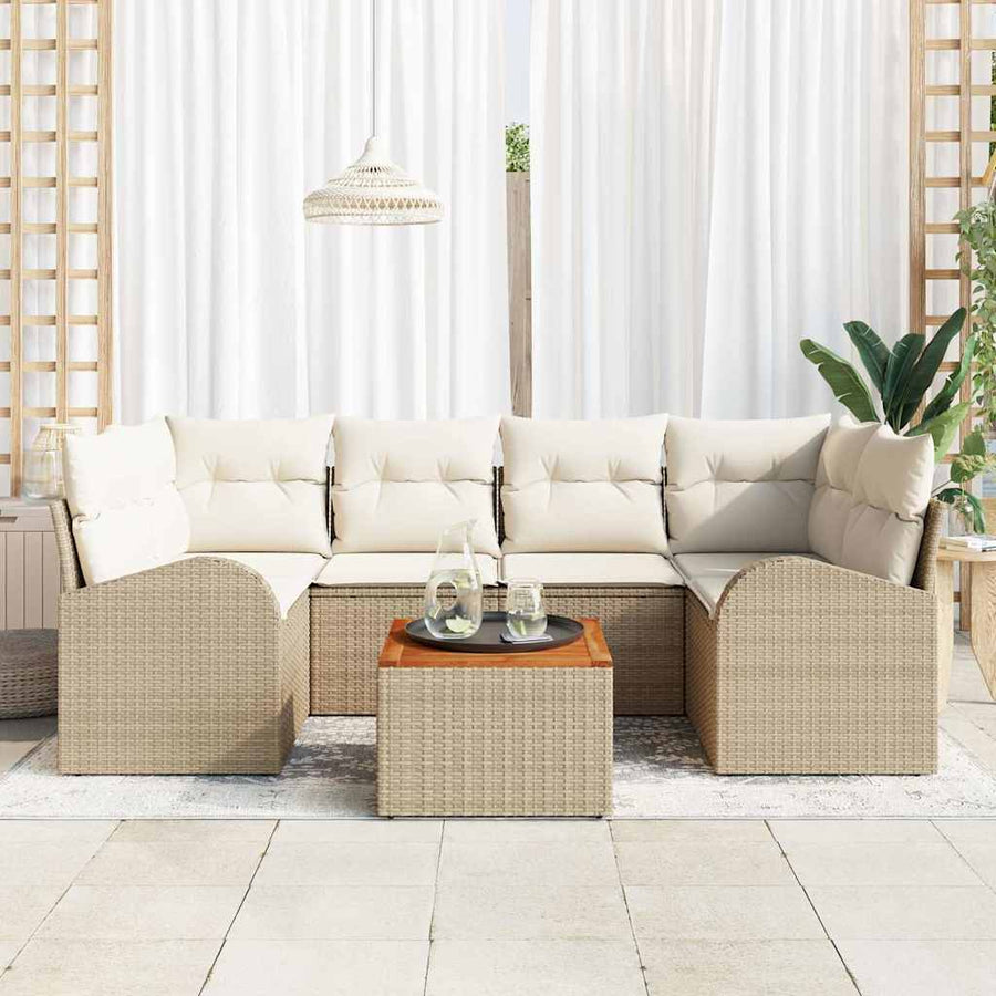 Tuin Sofa Set 7 pcs Beige en wit