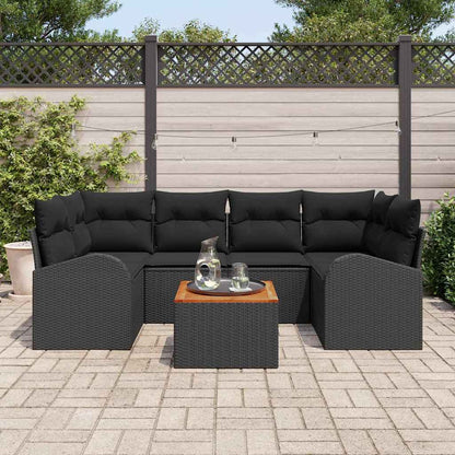 Tuinbankenset met opslag 7 pcs Zwart poly rattan