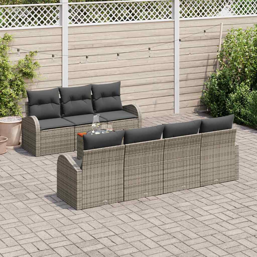 Tuinbankenset met opslag 8 pcs Grijs poly rattan