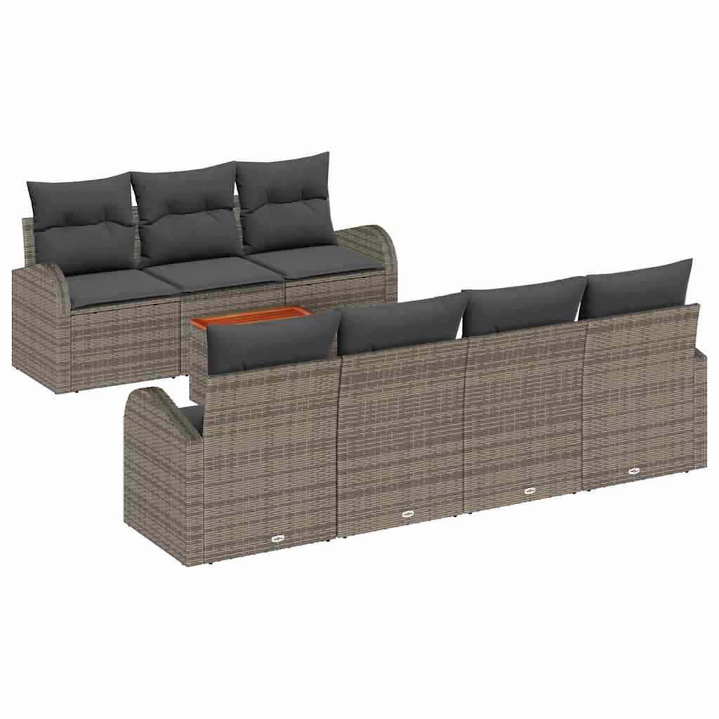 Tuinbankenset met opslag 8 pcs Grijs poly rattan