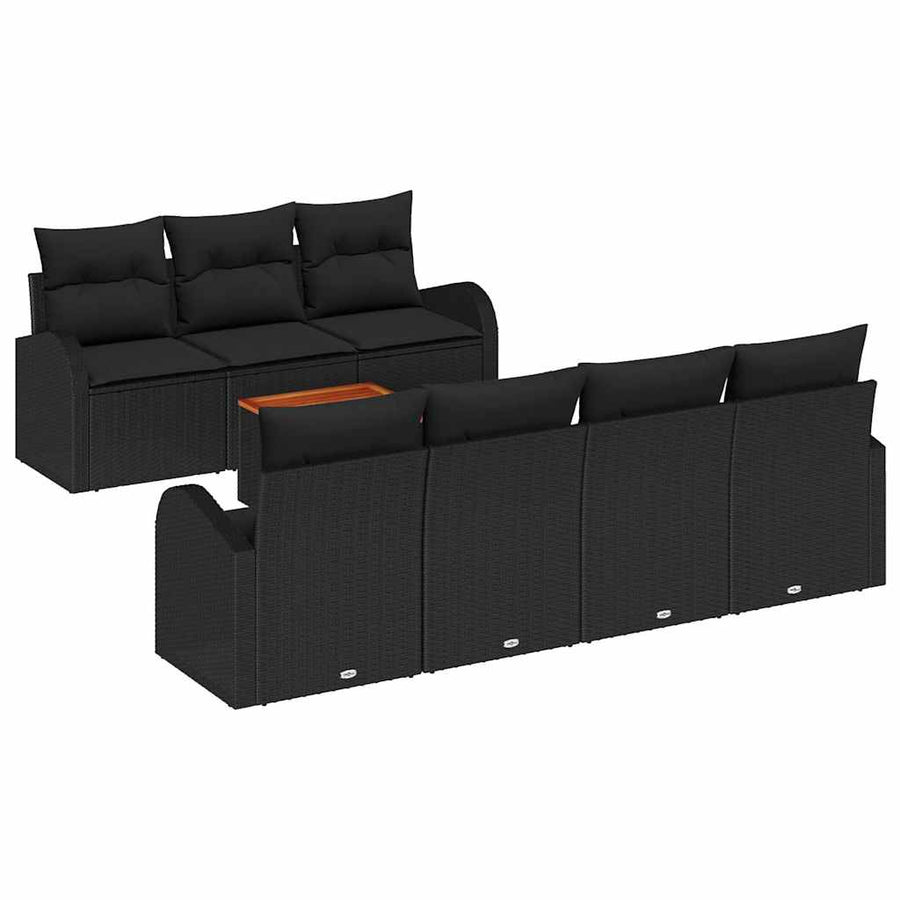 Tuinbankenset met opslag 8 pcs Zwart poly rattan
