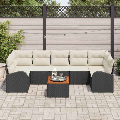 Tuinbankenset met opslag 8 pcs Zwart en Crème poly rattan