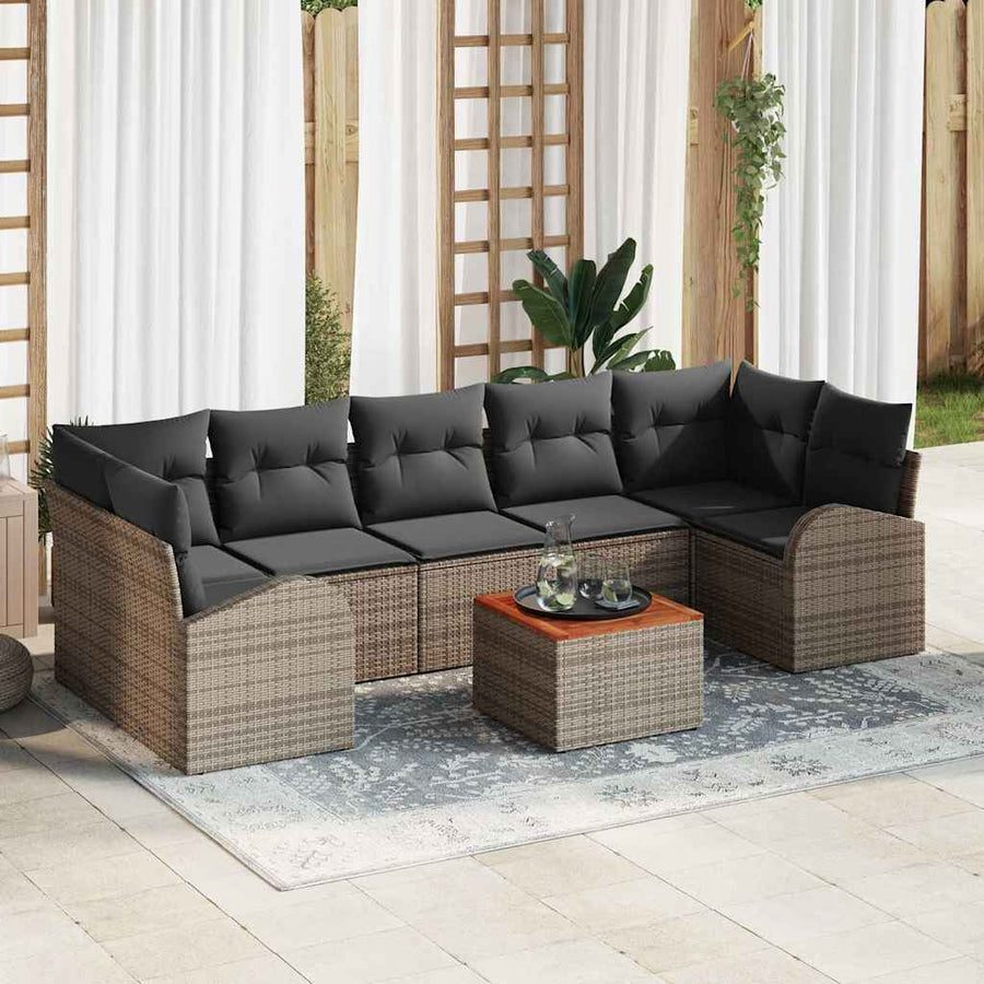 Tuinbankenset met opslag 8 pcs Grijs poly rattan