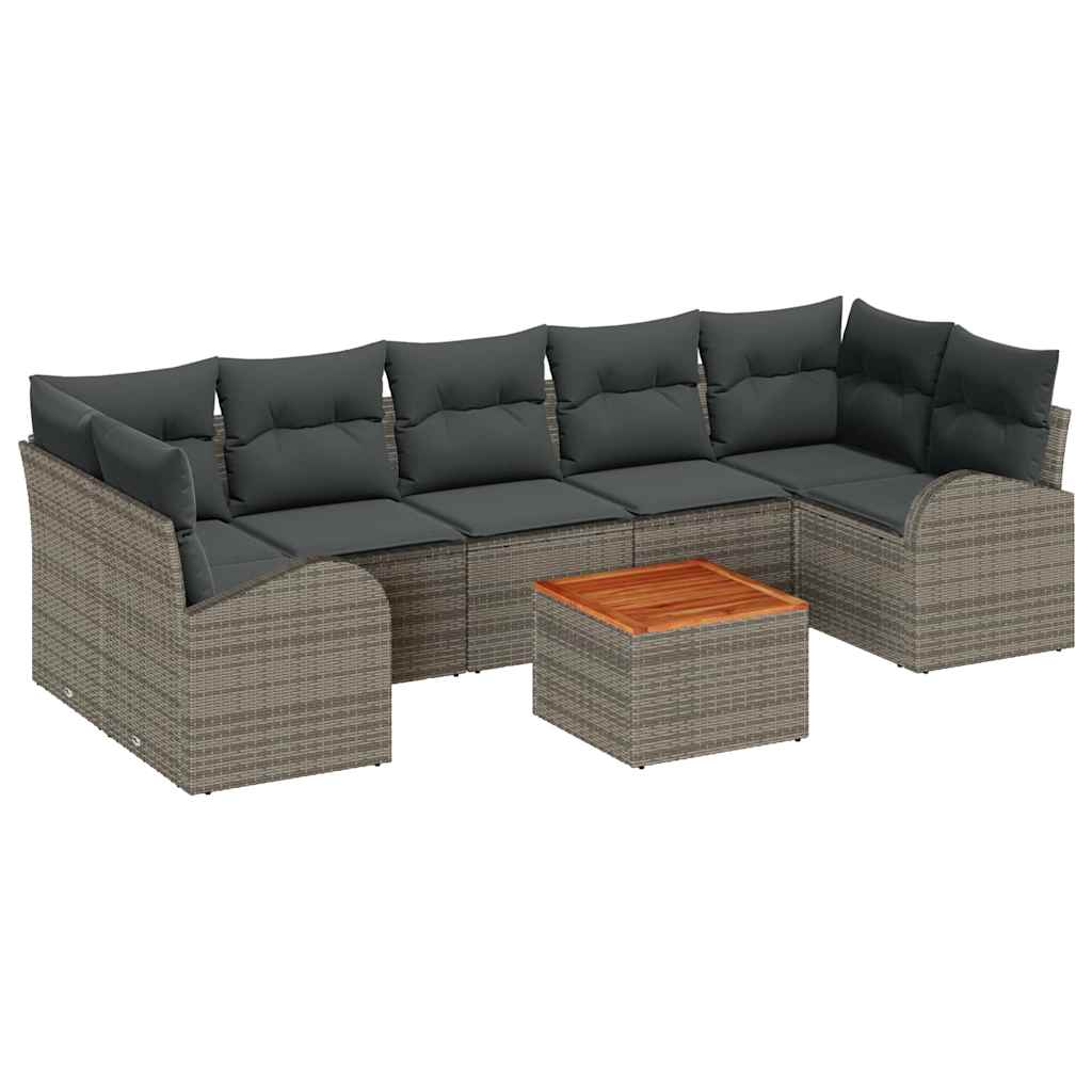 Tuinbankenset met opslag 8 pcs Grijs poly rattan