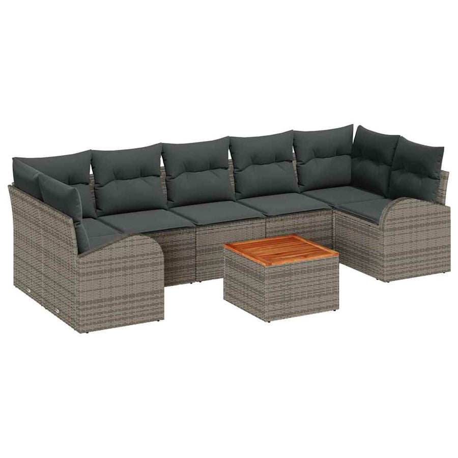 Tuinbankenset met opslag 8 pcs Grijs poly rattan