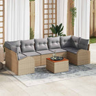 Tuinbankenset poly rattan acaciahout beige lichtgrijs