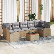 Tuinbankenset met opslag 8 pcs Beige en Licht Grijs poly rattan