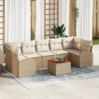 Garden Lounge Set with Storage 8 pcs Beige and Cream poly rattan