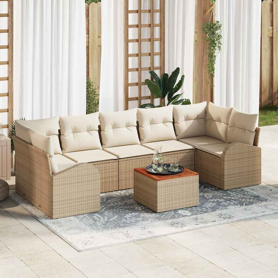 Tuin Sofa Set 8 pcs Beige en wit